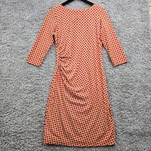 J McLaughlin Dress Womens Medium Pink Yellow Chain Link Ruched Side Catalina